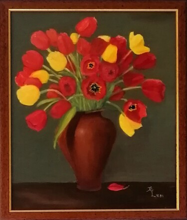 Painting titled "Tulpen" by Rainer Linden, Original Artwork, Oil