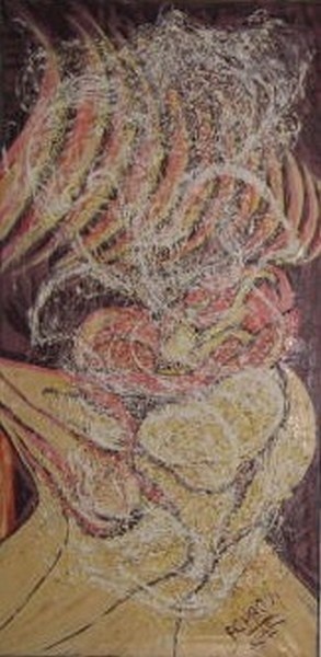 Peinture intitulée "Maternité II" par Halima Echaoui, Œuvre d'art originale