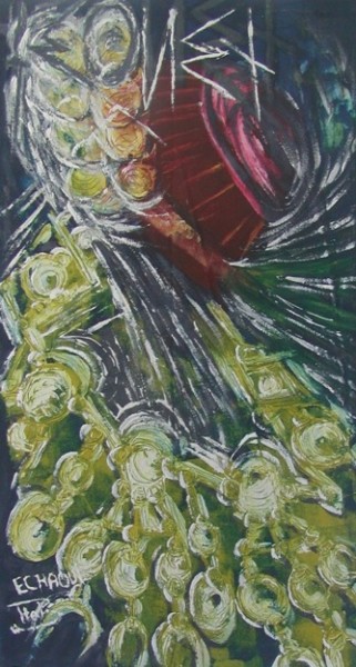 Peinture intitulée "Berbère IV" par Halima Echaoui, Œuvre d'art originale