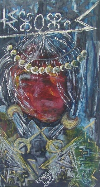Peinture intitulée "Berbère V" par Halima Echaoui, Œuvre d'art originale