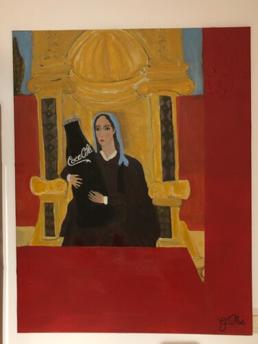 Malarstwo zatytułowany „Vierge à l'enfant.” autorstwa Grégoire Tillac, Oryginalna praca, Olej Zamontowany na Drewniana rama…