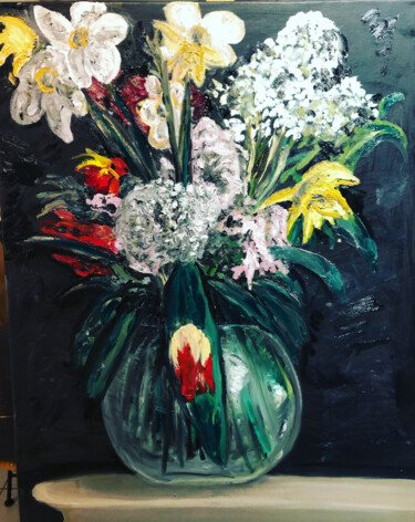 Peinture intitulée "Le bouquet obscure" par Grégoire Tillac, Œuvre d'art originale, Huile Monté sur Châssis en bois