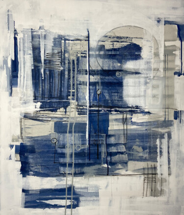 Картина под названием "Blue notes #1" - Tim Malone, Подлинное произведение искусства, Акрил Установлен на Деревянная рама дл…