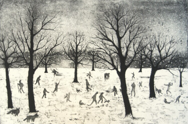 Printmaking titled "Everybody Loves Snow" by Tim Southall, Original Artwork, Etching