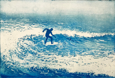 Gravures & estampes intitulée "Riding the Wave" par Tim Southall, Œuvre d'art originale, Eau-forte