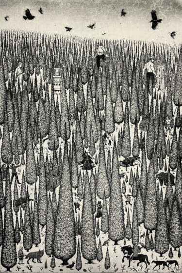 "Tales of the Forest" başlıklı Baskıresim Tim Southall tarafından, Orijinal sanat, Oyma baskı 