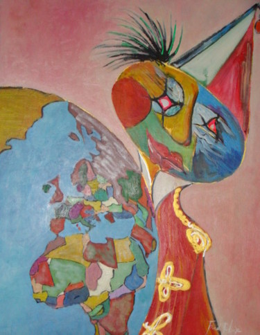 Peinture intitulée "le grand dictateur…" par Frederic Potier, Œuvre d'art originale, Huile
