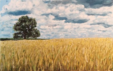 Картина под названием "Пшеничное поле" - Timofei Gorea, Подлинное произведение искусства, Масло