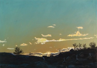 Картина под названием "Зимний закат" - Timofei Gorea, Подлинное произведение искусства