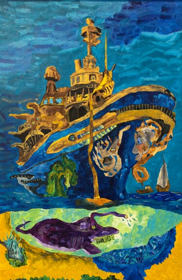 Painting titled "USS Awesome" by Timothy Colomer, Original Artwork, Acrylic
