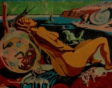 Malerei mit dem Titel "A Day on the Beach…" von Timothy Colomer, Original-Kunstwerk, Acryl Auf Andere starre Platte montiert