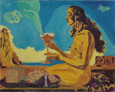 Painting titled "A Little Drink" by Timothy Colomer, Original Artwork, Acrylic Mounted on Other rigid panel