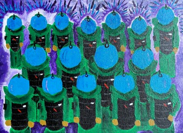 Painting titled "Bomb Suit Football" by Timothy Colomer, Original Artwork, Acrylic