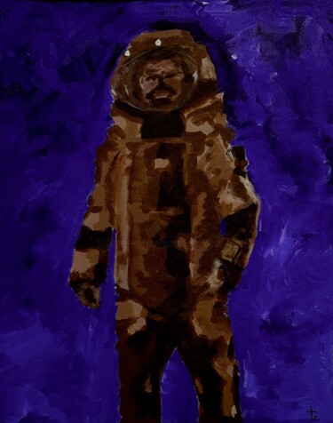 Painting titled "Bomb Suit in Magenta" by Timothy Colomer, Original Artwork, Acrylic Mounted on Wood Stretcher frame