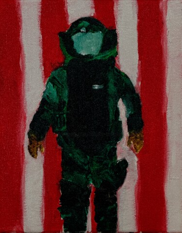 Painting titled "Green Bomb Suit on…" by Timothy Colomer, Original Artwork, Acrylic Mounted on Wood Stretcher frame