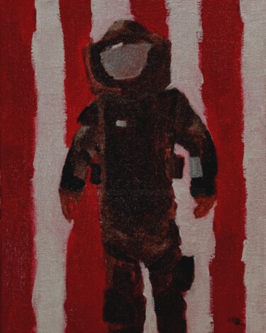 Painting titled "Tan Bomb Suit on Fl…" by Timothy Colomer, Original Artwork, Acrylic Mounted on Wood Stretcher frame