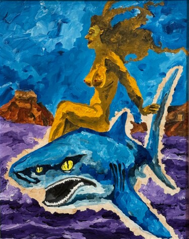 Painting titled "Riding the Danger" by Timothy Colomer, Original Artwork, Acrylic Mounted on Wood Stretcher frame