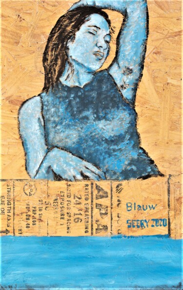 Картина под названием "Blauw" - Timothy Seery, Подлинное произведение искусства, Акрил Установлен на Деревянная панель