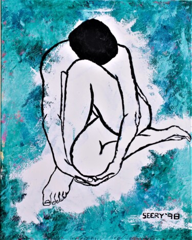 Painting titled "Blue Nude" by Timothy Seery, Original Artwork, Acrylic