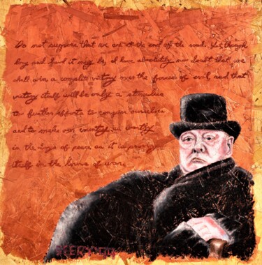 Painting titled "Churchill" by Timothy Seery, Original Artwork, Pastel Mounted on Wood Panel