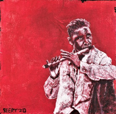 Картина под названием "Red Flute" - Timothy Seery, Подлинное произведение искусства, Акрил Установлен на Деревянная панель