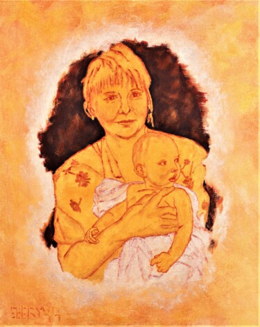 Malerei mit dem Titel "Mother and Child in…" von Timothy Seery, Original-Kunstwerk, Acryl