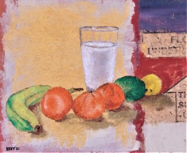 Painting titled "Still life with Milk" by Timothy Seery, Original Artwork, Pastel Mounted on Wood Panel