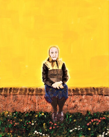 Schilderij getiteld "Woman sitting on a…" door Timothy Seery, Origineel Kunstwerk, Acryl