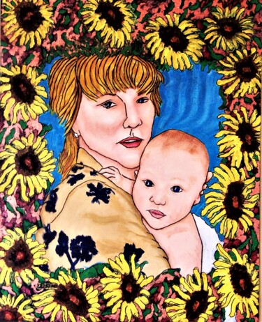 Картина под названием "Mother and Child wi…" - Timothy Seery, Подлинное произведение искусства, Акрил