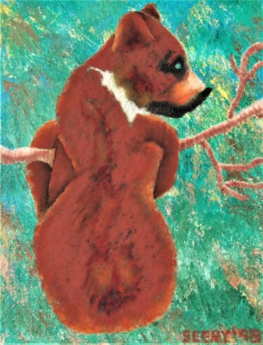 Painting titled "Bear on a branch" by Timothy Seery, Original Artwork, Pastel