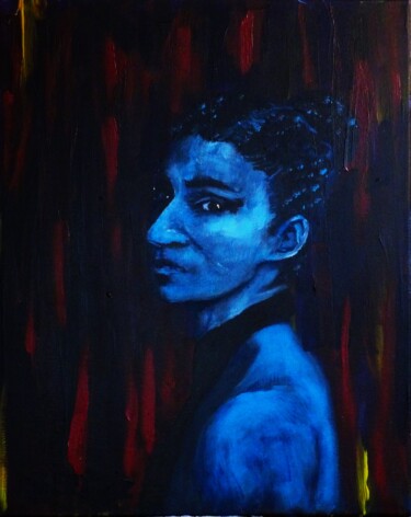 Painting titled "Cerulean Blue Woman" by Timothy Seery, Original Artwork, Acrylic