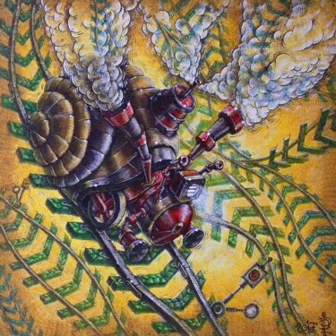 Картина под названием ""Гудок"" - Тимур Хужин, Подлинное произведение искусства, Акрил