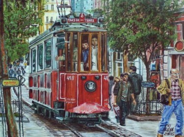 Peinture intitulée "stambulskiy tramvay…" par Julia Timur, Œuvre d'art originale, Huile