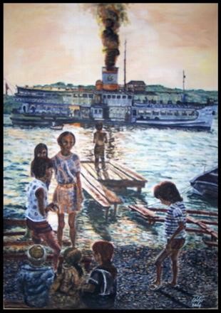 Painting titled "tihiy vecher İstamb…" by Julia Timur, Original Artwork, Oil