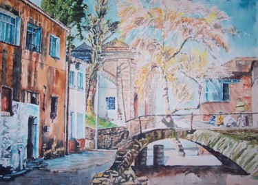 Malerei mit dem Titel "Eski sokaktanın gün…" von Julia Timur, Original-Kunstwerk