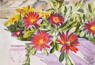 "güneş ve çiçek" başlıklı Tablo Julia Timur tarafından, Orijinal sanat, Petrol