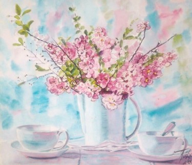 Peinture intitulée "Yeşil çay" par Julia Timur, Œuvre d'art originale, Huile