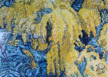 Painting titled "Mimoza2" by Julia Timur, Original Artwork, Oil