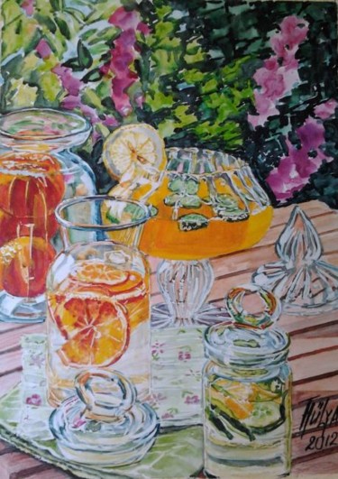 Painting titled "soğuk içecekler" by Julia Timur, Original Artwork, Oil