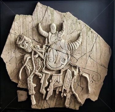Sculpture intitulée "Babayaga" par Timur Tekbas, Œuvre d'art originale, Béton cellulaire Monté sur Panneau de bois