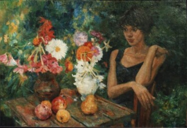 Painting titled "В саду" by Tin Gali, Original Artwork