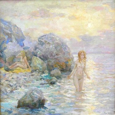 Painting titled "Купание . Bathing" by Tin Gali, Original Artwork, Oil