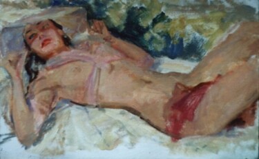 Painting titled "Солнечные ванны" by Tin Gali, Original Artwork, Oil