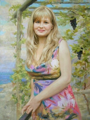 Painting titled "Портрет" by Tin Gali, Original Artwork, Oil