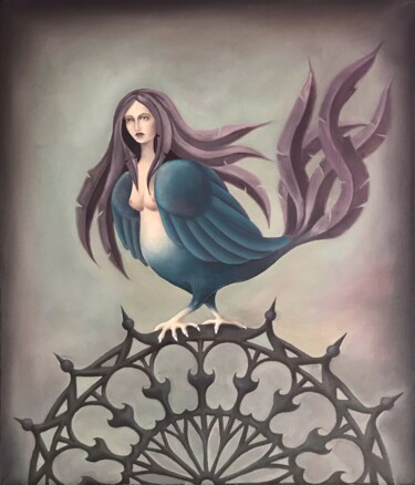 Peinture intitulée "Sirin Bird" par Tina Asadova, Œuvre d'art originale, Huile