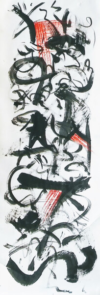 Painting titled "Sumi Ink Scroll 1 -…" by Tina Lane, Original Artwork, Ink