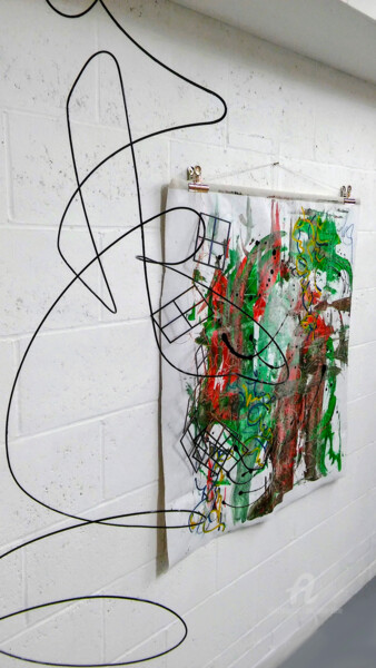 Peinture intitulée "Green and Red" par Tina Lane, Œuvre d'art originale, Acrylique