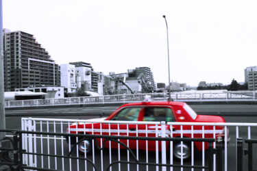 Fotografia zatytułowany „Red Taxi” autorstwa Tina Lane, Oryginalna praca, Manipulowana fotografia
