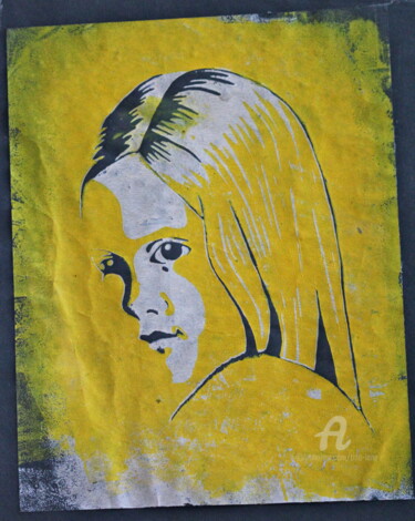 Peinture intitulée "Girl, Tile Print" par Tina Lane, Œuvre d'art originale, Huile