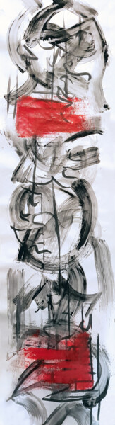 Painting titled "Sumi Ink Scroll 2" by Tina Lane, Original Artwork, Ink